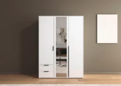 rauch Drehtürenschrank »Kleiderschrank Schrank Garderobe Wäscheschrank NAGATA mit Spiegel« in 3 verschiedenen Ausstattungen BASIC/CLASSIC/PREMIUM,und Schubladen sowie Stangengriffen TOPSELLER MADE IN GERMANY