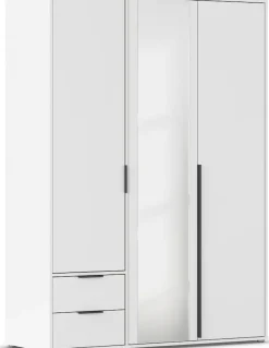 rauch Drehtürenschrank »Kleiderschrank Schrank Garderobe Wäscheschrank NAGATA mit Spiegel« in 3 verschiedenen Ausstattungen BASIC/CLASSIC/PREMIUM,und Schubladen sowie Stangengriffen TOPSELLER MADE IN GERMANY