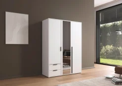 rauch Drehtürenschrank »Kleiderschrank Schrank Garderobe Wäscheschrank NAGATA mit Spiegel« in 3 verschiedenen Ausstattungen BASIC/CLASSIC/PREMIUM,und Schubladen sowie Stangengriffen TOPSELLER MADE IN GERMANY