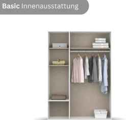 rauch Drehtürenschrank »Kleiderschrank Schrank Garderobe Wäscheschrank NAGATA mit Spiegel« in 3 verschiedenen Ausstattungen BASIC/CLASSIC/PREMIUM,und Schubladen sowie Stangengriffen TOPSELLER MADE IN GERMANY