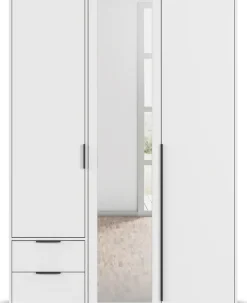 rauch Drehtürenschrank »Kleiderschrank Schrank Garderobe Wäscheschrank NAGATA mit Spiegel« in 3 verschiedenen Ausstattungen BASIC/CLASSIC/PREMIUM,und Schubladen sowie Stangengriffen TOPSELLER MADE IN GERMANY