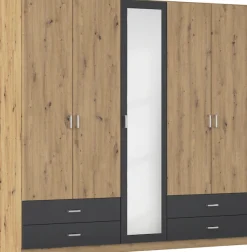rauch Drehtürenschrank »Kleiderschrank Schrank Garderobe Wäscheschrank BORBONA« Breiten 226/271 cm, Höhe 210 cm,in 2 Breiten, mit Spiegel und vielen Farbkombinationen MADE IN GERMANY