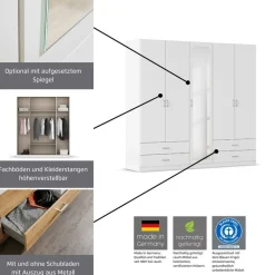 rauch Drehtürenschrank »Kleiderschrank Schrank Garderobe Wäscheschrank BORBONA« Breiten 226/271 cm, Höhe 210 cm,in 2 Breiten, mit Spiegel und vielen Farbkombinationen MADE IN GERMANY