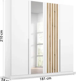 rauch Drehtürenschrank »Kleiderschrank Schrank Garderobe Breiten 181/226/271 cm LAMELLA« 3 verschiedene Ausstattungen BASIC/CLASSIC/PREMIUM (inkl. SOFT-CLOSE),elegante Lamellen-Auflage in 3D Akustikpaneel Optik MADE IN GERMANY