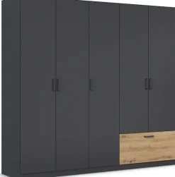 rauch Drehtürenschrank »Kleiderschrank Schrank Garderobe Wäscheschrank BARI« mit Schubasten außen, moderner Griff in Graumetallic MADE IN GERMANY