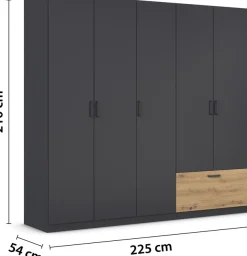 rauch Drehtürenschrank »Kleiderschrank Schrank Garderobe Wäscheschrank BARI« mit Schubasten außen, moderner Griff in Graumetallic MADE IN GERMANY