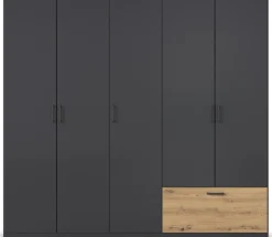 rauch Drehtürenschrank »Kleiderschrank Schrank Garderobe Wäscheschrank BARI« mit Schubasten außen, moderner Griff in Graumetallic MADE IN GERMANY