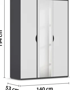 rauch Drehtürenschrank »Kleiderschrank Schrank Garderobe Wäscheschrank NARAI mit Spiegel« in 3 verschiedenen Ausstattungen BASIC/CLASSIC/PREMIUM,Griffausfräsungen für eine grifflose Optik TOPSELLER MADE IN GERMANY