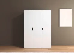 rauch Drehtürenschrank »Kleiderschrank Schrank Garderobe Wäscheschrank NARAI viel Stauraum« in 3 verschiedenen Ausstattungen BASIC/CLASSIC/PREMIUM,Griffausfräsungen für eine grifflose Optik TOPSELLER MADE IN GERMANY