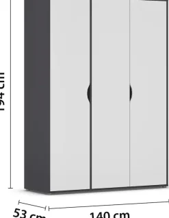 rauch Drehtürenschrank »Kleiderschrank Schrank Garderobe Wäscheschrank NARAI viel Stauraum« in 3 verschiedenen Ausstattungen BASIC/CLASSIC/PREMIUM,Griffausfräsungen für eine grifflose Optik TOPSELLER MADE IN GERMANY