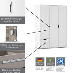 rauch Drehtürenschrank »Kleiderschrank Schrank Garderobe Wäscheschrank NARAI viel Stauraum« in 3 verschiedenen Ausstattungen BASIC/CLASSIC/PREMIUM,Griffausfräsungen für eine grifflose Optik TOPSELLER MADE IN GERMANY