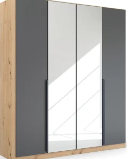 rauch Drehtürenschrank »Kleiderschrank Schrank Garderobe Ankleide DARK&WOOD BY QUADRA SPIN« Breiten: 181/226/271 cm, Höhe 210 cm,im Industrial Style mit Metallgriffstangen, mit Spiegel
