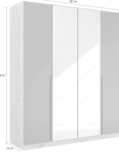 rauch Drehtürenschrank »Kleiderschrank Schrank Garderobe Ankleide DARK&WOOD BY QUADRA SPIN« Breiten: 181/226/271 cm, Höhe 210 cm,im Industrial Style mit Metallgriffstangen, mit Spiegel