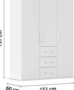 rauch Drehtürenschrank »Kleiderschrank Schrank Garderobe Schlafzimmerschrank EVELYN« in 2 Höhen 197 oder 210 cm erhältlich, inkl. SOFT-CLOSE-FUNKTION,in elegantem Stil mit Schubladen 3 Breiten und 2 Höhen MADE IN GERMANY