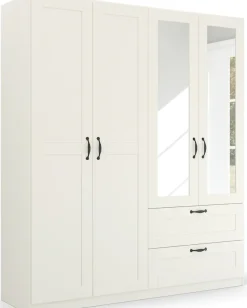 rauch Drehtürenschrank »Kleiderschrank Schrank Garderobe Ankleide COTTAGE BY QUADRA SPIN« Breiten: 181/226/271 cm, Höhe 210 cm,in skandinavischem Landhausstil, mit Schubladen und Spiegel
