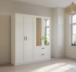 rauch Drehtürenschrank »Kleiderschrank Schrank Garderobe Ankleide COTTAGE BY QUADRA SPIN« Breiten: 181/226/271 cm, Höhe 210 cm,in skandinavischem Landhausstil, mit Schubladen und Spiegel