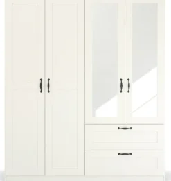 rauch Drehtürenschrank »Kleiderschrank Schrank Garderobe Ankleide COTTAGE BY QUADRA SPIN« Breiten: 181/226/271 cm, Höhe 210 cm,in skandinavischem Landhausstil, mit Schubladen und Spiegel