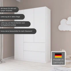 rauch Drehtürenschrank »Kleiderschrank Schrank Garderobe Wäscheschrank Schlafzimmer JOEL« in 3 verschiedenen Ausstattungen BASIC/CLASSIC/PREMIUM,mit zwei Schubladen, mit Push-to-Open Funktion MADE IN GERMANY