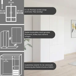 rauch Drehtürenschrank »Kleiderschrank Schrank Garderobe Wäscheschrank Schlafzimmer JOEL« in 3 verschiedenen Ausstattungen BASIC/CLASSIC/PREMIUM,mit zwei Schubladen, mit Push-to-Open Funktion MADE IN GERMANY