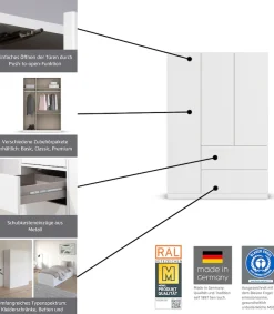 rauch Drehtürenschrank »Kleiderschrank Schrank Garderobe Wäscheschrank Schlafzimmer JOEL« in 3 verschiedenen Ausstattungen BASIC/CLASSIC/PREMIUM,mit zwei Schubladen, mit Push-to-Open Funktion MADE IN GERMANY