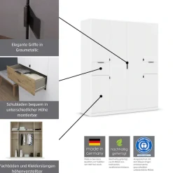 rauch Drehtürenschrank »Kleiderschrank Schrank Garderobe Wäscheschrank TICAO« Schubladen in der Höhe variabel positionierbar,mit 2 geräumigen Schubladen, viel Stauraum MADE IN GERMANY