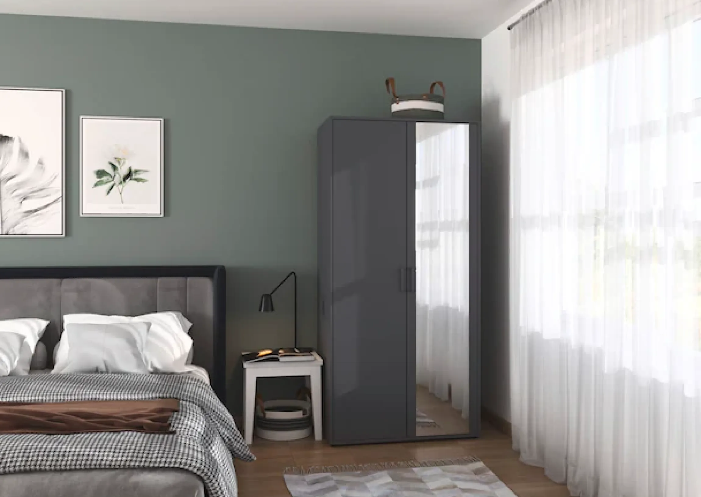 rauch Drehtürenschrank »Kleiderschrank Schrank Garderobe Wäscheschrank VOYAGER« in 3 verschiedenen Ausstattungen BASIC/CLASSIC/PREMIUM,mit modernen Griffen in Graumetallic und Spiegel