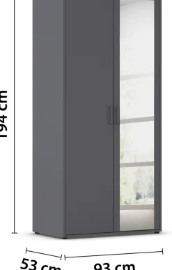 rauch Drehtürenschrank »Kleiderschrank Schrank Garderobe Wäscheschrank VOYAGER« in 3 verschiedenen Ausstattungen BASIC/CLASSIC/PREMIUM,mit modernen Griffen in Graumetallic und Spiegel