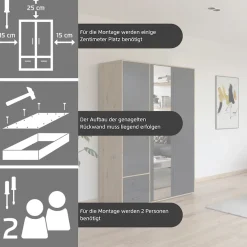 rauch Drehtürenschrank »Kleiderschrank Schrank Garderobe Wäscheschrank VOYAGER« in 3 verschiedenen Ausstattungen BASIC/CLASSIC/PREMIUM,mit modernen Griffen in Graumetallic und Spiegel