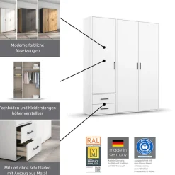 rauch Drehtürenschrank »Kleiderschrank Schrank Garderobe Wäscheschrank VOYAGER« in 3 verschiedenen Ausstattungen BASIC/CLASSIC/PREMIUM,mit modernen Griffen in Graumetallic und Spiegel