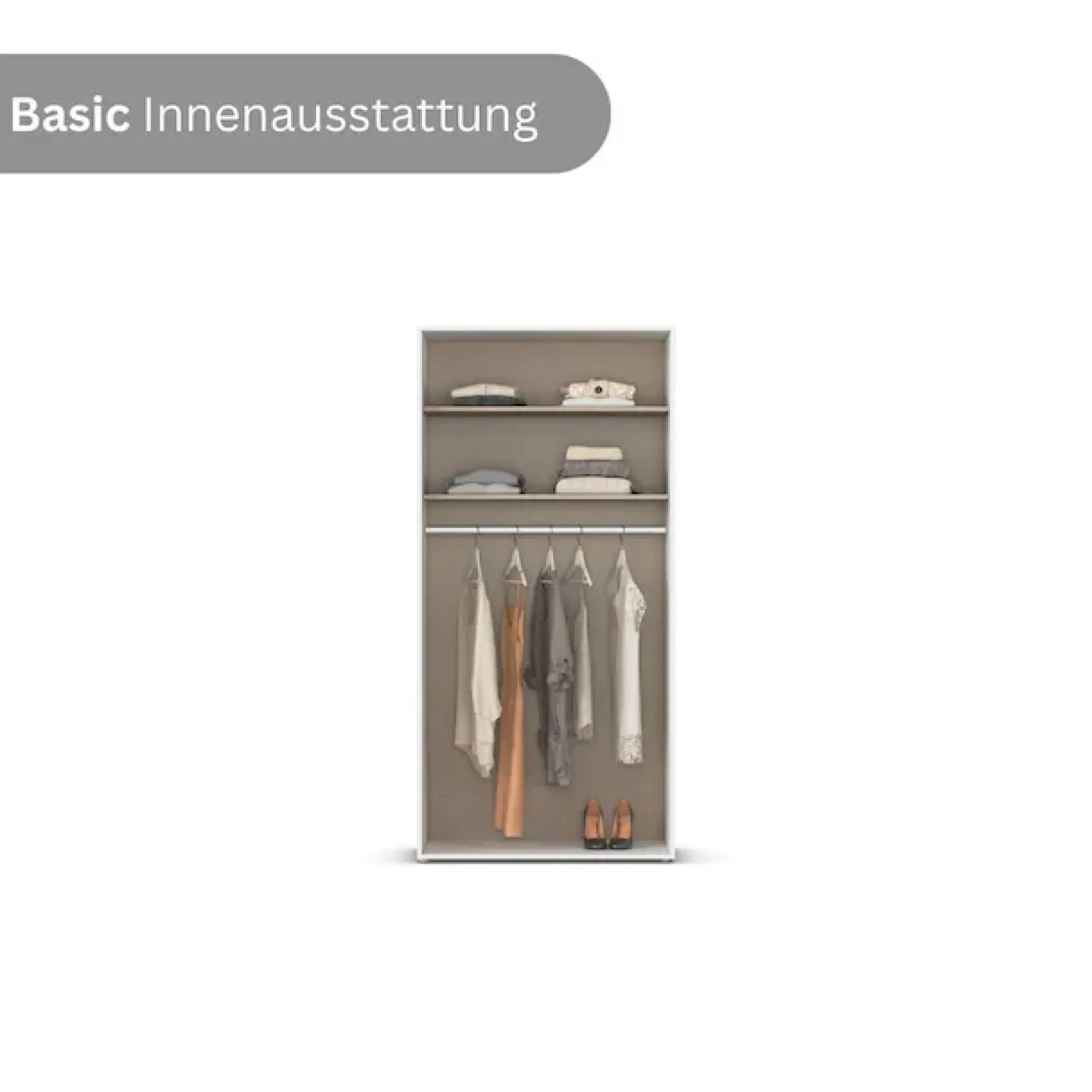 rauch Drehtürenschrank »Kleiderschrank Schrank Garderobe Wäscheschrank VOYAGER« in 3 verschiedenen Ausstattungen BASIC/CLASSIC/PREMIUM,mit modernen Griffen in Graumetallic und Spiegel