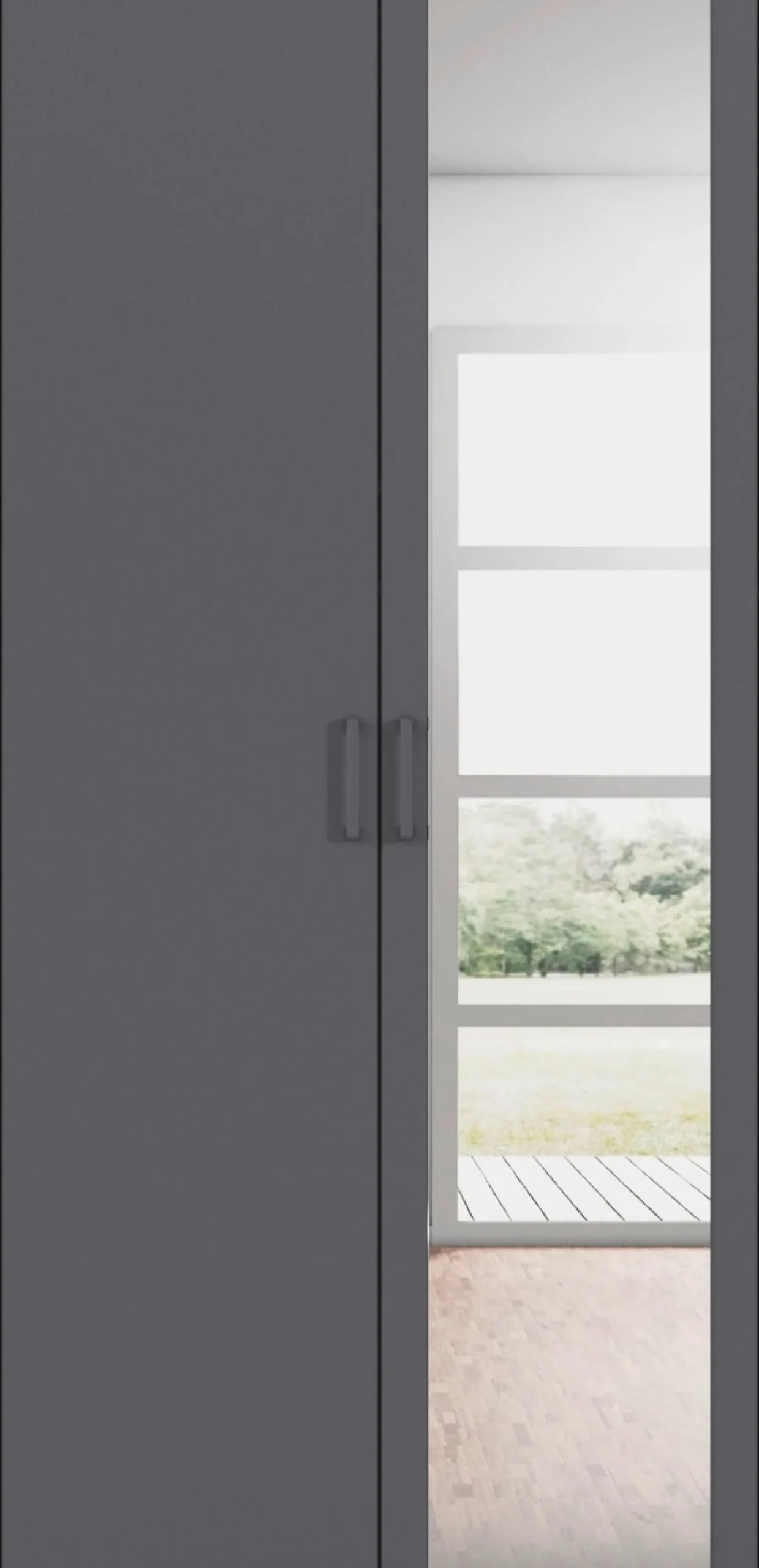 rauch Drehtürenschrank »Kleiderschrank Schrank Garderobe Wäscheschrank VOYAGER« in 3 verschiedenen Ausstattungen BASIC/CLASSIC/PREMIUM,mit modernen Griffen in Graumetallic und Spiegel