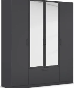 rauch Drehtürenschrank »Kleiderschrank Schrank Garderobe Wäscheschrank BARI mit Spiegel« mit Schubasten mittig, moderner Griff in Graumetallic MADE IN GERMANY