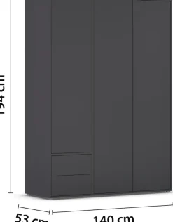 rauch Drehtürenschrank »Kleiderschrank Schrank Garderobe Wäscheschrank NABILA viel Stauraum« in 3 verschiedenen Ausstattungen BASIC/CLASSIC/PREMIUM,mit 2 Schubladen und Push-to-Open Funktion TOPSELLER MADE IN GERMANY