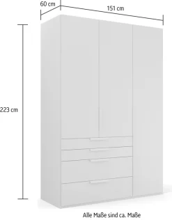 rauch Drehtürenschrank »Kleiderschrank Schrank Garderobe Wäscheschrank PURISMA Glasfront« in den Breiten 151/201/251/301 cm, inkl. SOFT-CLOSE-FUNKTION,mit Schubladen und umfangreichem Zubehör MADE IN GERMANY
