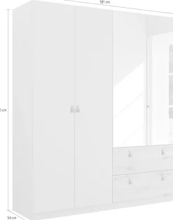 rauch Drehtürenschrank »Kleiderschrank Schrank Garderobe Ankleide HOMEY BY QUADRA SPIN« Breiten: 181/226/271 cm, Höhe 210 cm,mit cognacbraunen Ledergrifflaschen, Schubladen in Eichen-Dekor