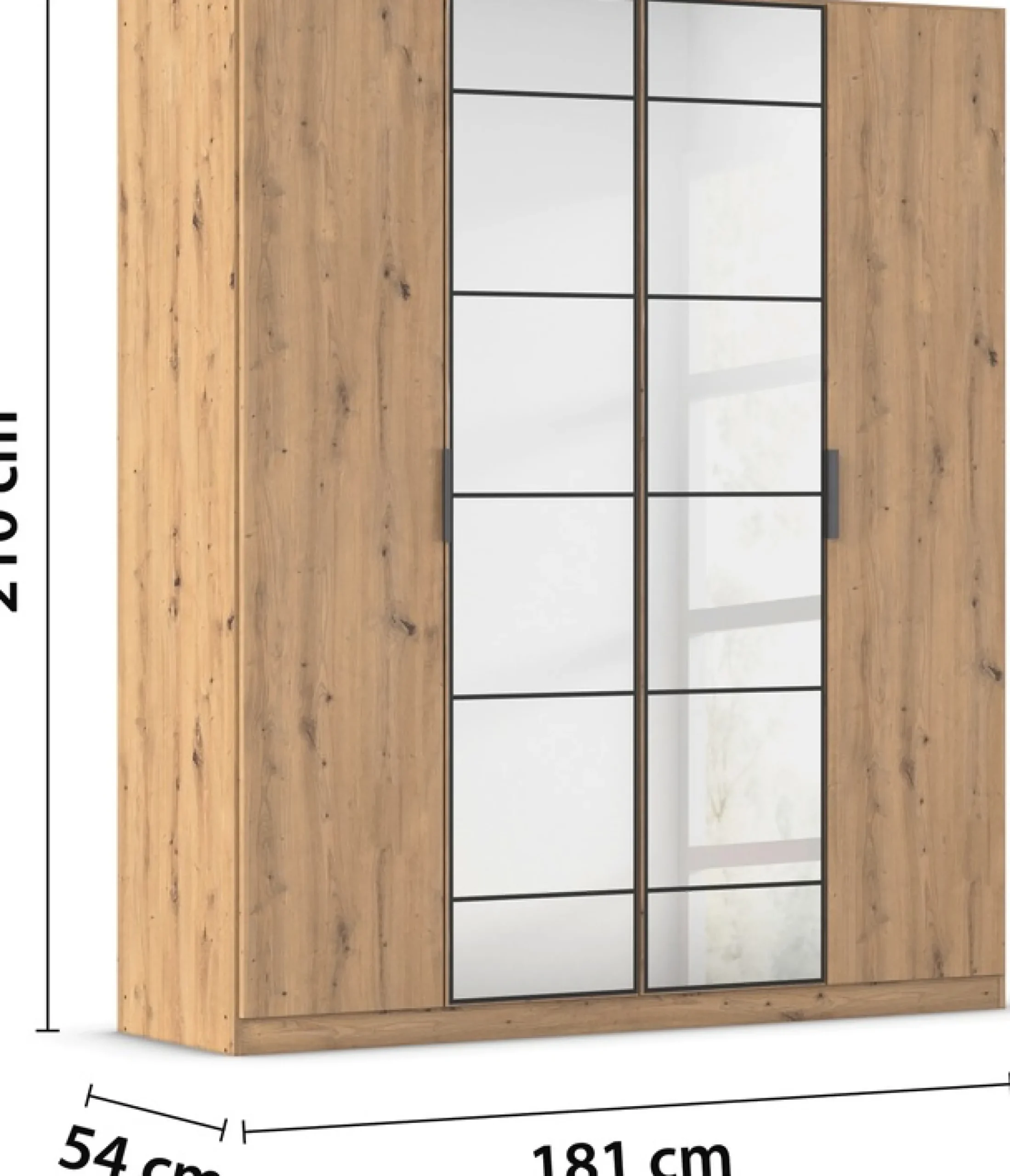rauch Drehtürenschrank »Kleiderschrank Schrank Garderobe Schlafzimmerschrank ACERO« Breiten 181/226/271 cm, Höhe 210 cm,Mitteltüren mit Spiegel in moderner Loft-Optik MADE IN GERMANY