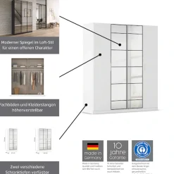 rauch Drehtürenschrank »Kleiderschrank Schrank Garderobe Schlafzimmerschrank ACERO« Breiten 181/226/271 cm, Höhe 210 cm,Mitteltüren mit Spiegel in moderner Loft-Optik MADE IN GERMANY