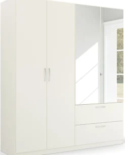 rauch Drehtürenschrank »Kleiderschrank Schrank Garderobe Ankleide PURE BY QUADRA SPIN« Breiten: 181/226/271 cm, Höhe 210 cm,mit Spiegel, in puristischem Design, Griffe alufarben MADE IN GERMANY