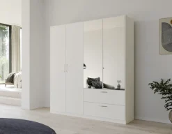 rauch Drehtürenschrank »Kleiderschrank Schrank Garderobe Ankleide PURE BY QUADRA SPIN« Breiten: 181/226/271 cm, Höhe 210 cm,mit Spiegel, in puristischem Design, Griffe alufarben MADE IN GERMANY