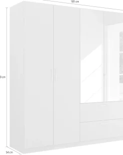 rauch Drehtürenschrank »Kleiderschrank Schrank Garderobe Ankleide PURE BY QUADRA SPIN« Breiten: 181/226/271 cm, Höhe 210 cm,mit Spiegel, in puristischem Design, Griffe alufarben MADE IN GERMANY