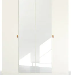 rauch Drehtürenschrank »Kleiderschrank Schrank Garderobe Ankleide HOMEY BY QUADRA SPIN« Breiten: 181/226/271 cm, Höhe 210 cm,mit Grifflaschen aus weichem, cognacbraunem Leder, mit Spiegel