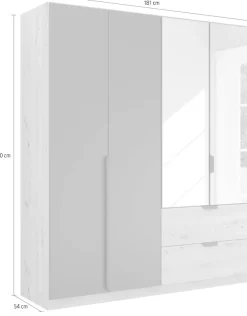 rauch Drehtürenschrank »Kleiderschrank Schrank Garderobe Ankleide DARK&WOOD BY QUADRA SPIN« Breiten: 181/226/271 cm, Höhe 210 cm,im Industrial Style mit Schubkästen in Eiche Dekor, mit Spiegel