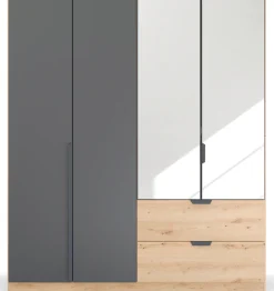 rauch Drehtürenschrank »Kleiderschrank Schrank Garderobe Ankleide DARK&WOOD BY QUADRA SPIN« Breiten: 181/226/271 cm, Höhe 210 cm,im Industrial Style mit Schubkästen in Eiche Dekor, mit Spiegel