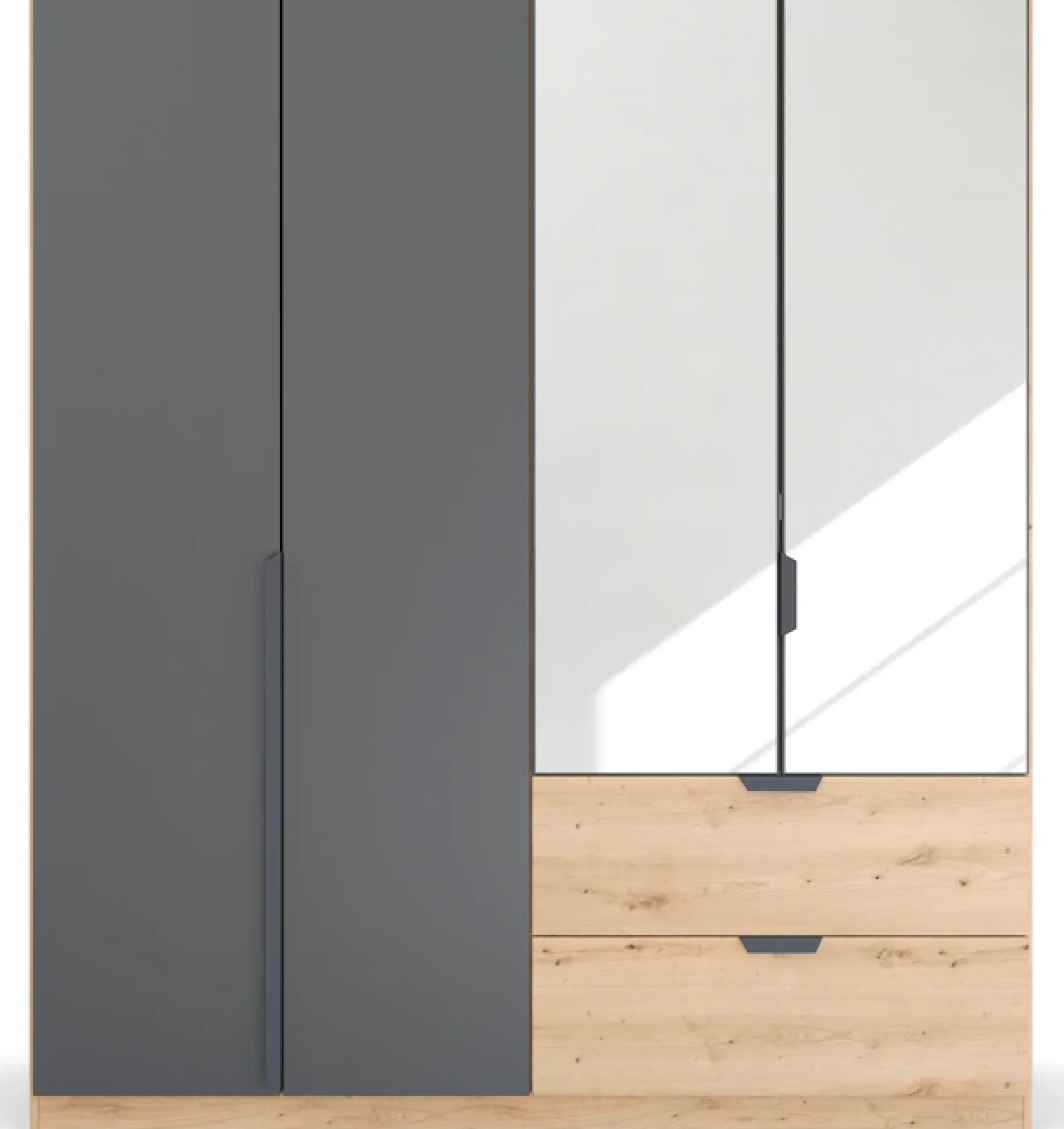rauch Drehtürenschrank »Kleiderschrank Schrank Garderobe Ankleide DARK&WOOD BY QUADRA SPIN« Breiten: 181/226/271 cm, Höhe 210 cm,im Industrial Style mit Schubkästen in Eiche Dekor, mit Spiegel