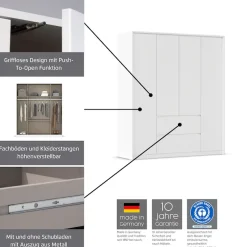 rauch Drehtürenschrank »Mainz mit Spiegel und Passepartout« optional mit Beleuchtung, Außentüren mit Push-to-Open Funktion