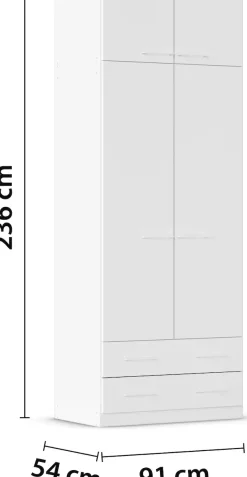 rauch Drehtürenschrank »Prandon A« Set, 2 Stk. tlg. mit 2 Schubladen sowie Aufsatzelement, Metallgriffe in Weiß
