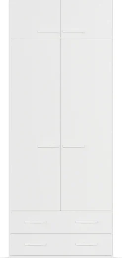 rauch Drehtürenschrank »Prandon B« Set, 2 Stk. tlg. mit 2 Schubladen sowie Aufsatzelement, Metallgriffe quer