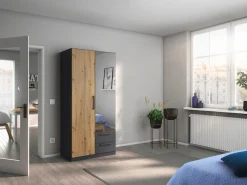 rauch Drehtürenschrank »StyleUp« Typ Dark & Wood mit trendigen farblich abgesetzten Griffen