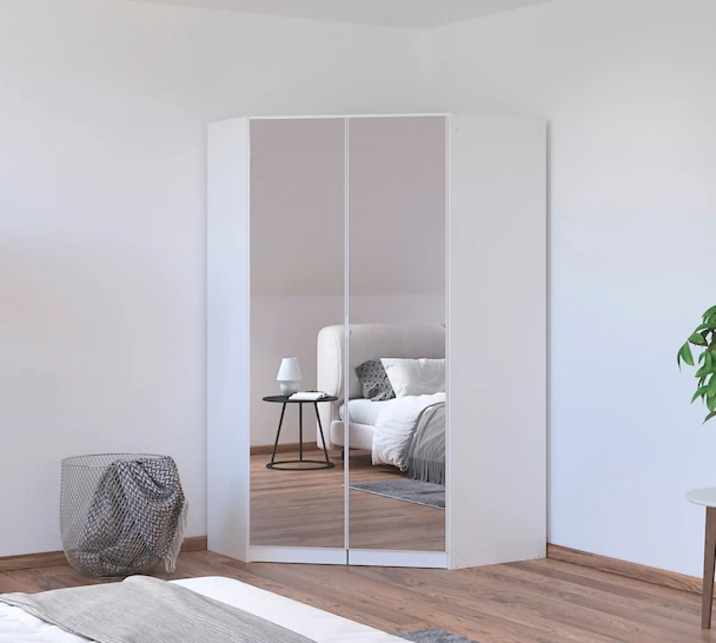 rauch Eckkleiderschrank »Kleiderschrank Schrank Garderobe Wäscheschrank COSTA Größe 117x104 cm« in 3 Ausstattungen BASIC/CLASSIC/PREMIUM,mit Spiegel, voll ausgestattet mit viel Stauraum MADE IN GERMANY