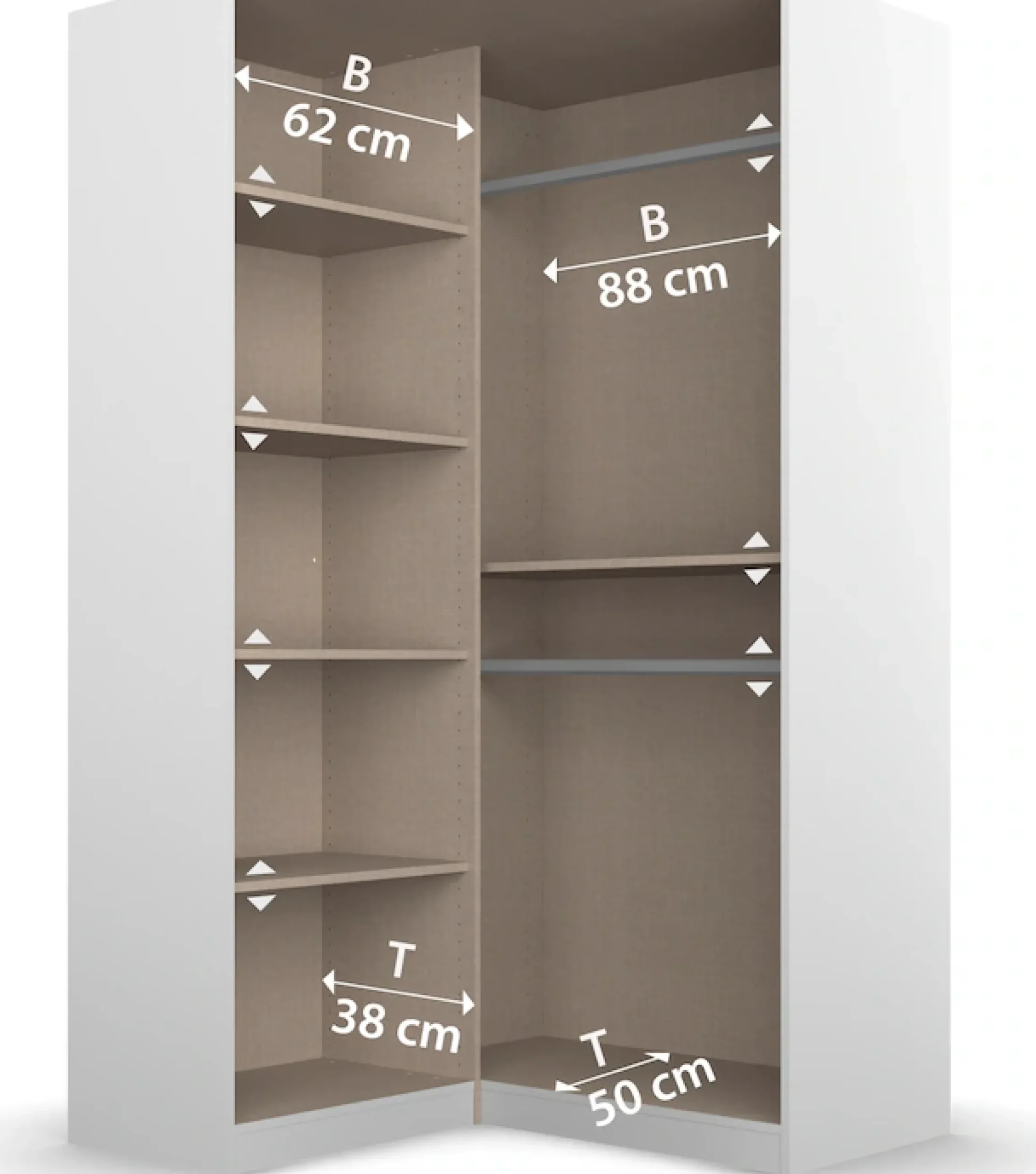 rauch Eckkleiderschrank »Kleiderschrank Schrank Garderobe Wäscheschrank COSTA Größe 117x104 cm« in 3 Ausstattungen BASIC/CLASSIC/PREMIUM,mit Spiegel, voll ausgestattet mit viel Stauraum MADE IN GERMANY